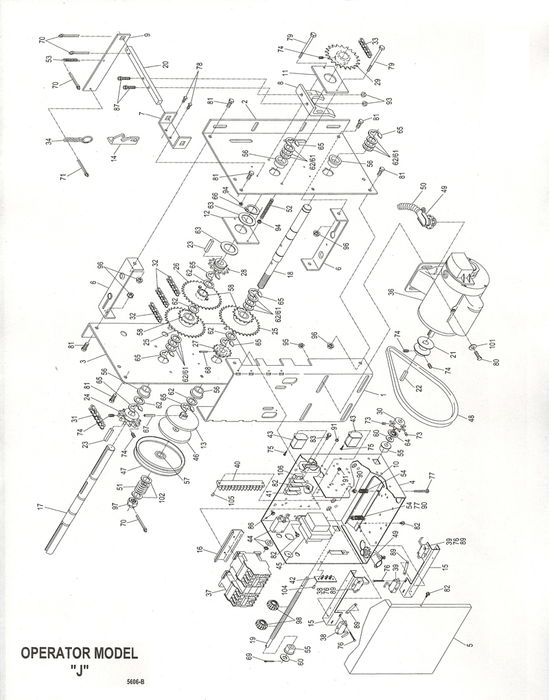 Power Master OverHead Door Operator Replacement Parts J Model